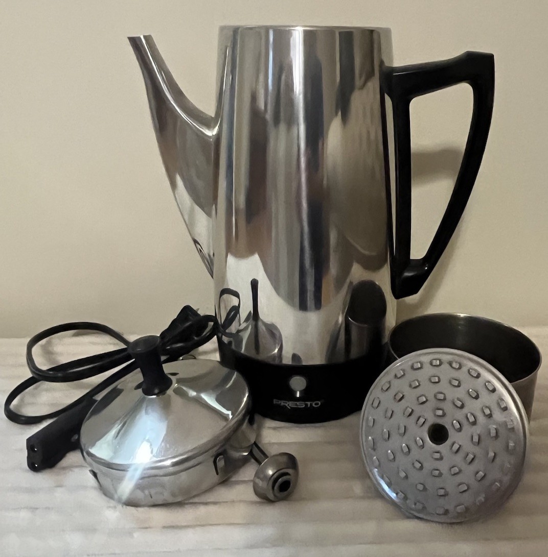 Vtg 12 Cup Presto Electric Coffee Percolator Model 0281105 Stainless Steel  Works