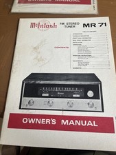 McIntosh MR 71 FM Stereo Tuner Original Owner s Manual