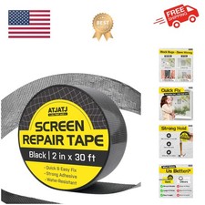 2in x 30ft 360in Window Screen Repair Tape, Screen Door Replacement Kit, Mosq...