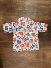 Vintage DRY ROT 30s 40s Kids Novelty Polo Printed Cotton Rockabilly Shirt S/M 