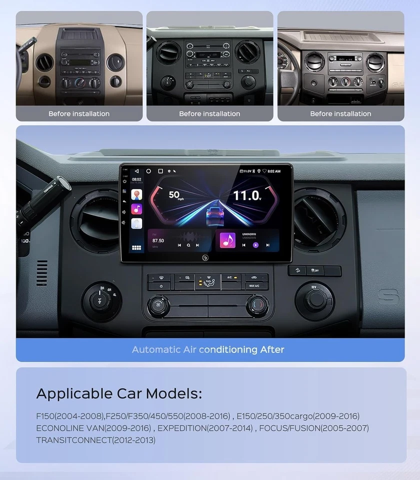 10" Car Radio for Ford F150 F250 F350 | Wireless CarPlay Android Auto GPS - Image 4 of 4