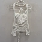 Vivienne Westwood Vintage Red Label Halter Corset Bustier Draped Bow Top White 1