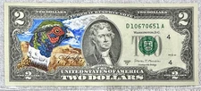 PEACOCK $2 DOLLAR BILL ORIGINAL PAINTING GRAFFITI ART