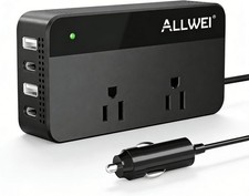 200W Car Power Inverter 12V to 110V AC with 4 USB Fast Charging Ports Adapter