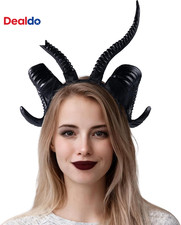 Halloween Black Devil Horns Headband, Devil Horn Headpiece Cosplay Costume for H