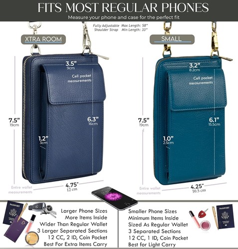BULL GUARD Crossbody Leather Wallet Phone Celestial Blue Moon Chai - Small - Picture 6 of 7