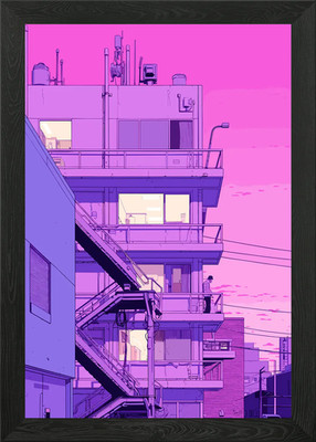 Lofi Pink Retro Framed Wall Art Poster Canvas Print Picture