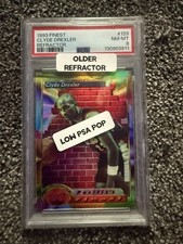 92-93 Finest # 129 Refractor Clyde Drexler PSA 8 Portland Trailblazers HOF