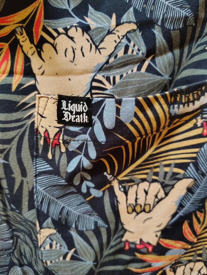 Liquid Death 短袖衬衫男式 2xl 'Hang Loose/Grim Reaper' 印花 — 第 4/4 张图片