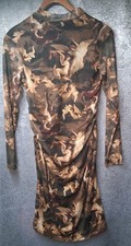 Pretty Little Thing Sheer Bodycon Long sleeve Dress in Angel Print size 2