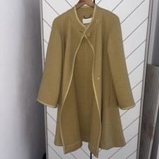 Chloe Vintage Wool Coat Size 10-12 Light Mustard Yellow Double Breasted Classic