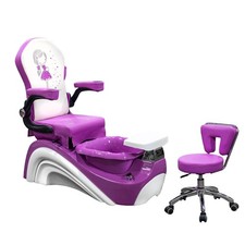 Kid Pedicure Chair Nail Salon Massage Chair Child Mini Spa Purple