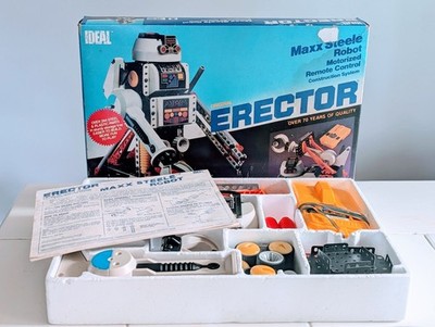 VTG 1984 Ideal Maxx Steele Motorized Robot Kit Complete Remote Control Erector