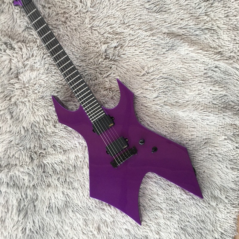 Warlock Electric Guitar Metallic Purple HH Pickups 24 Frets Black Hardware