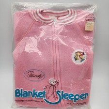 NOS VTG Blanket Sleeper Footed Pajama Pink Bear Sterncraft Toddler Large USA