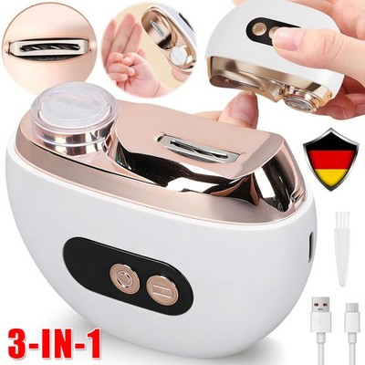 Nageltrimmer Nagelschere Nagelschneider Fräse Feile elektrisch mit Licht Weiß DE