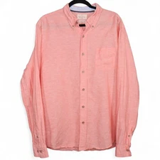 Weatherproof Vintage Linen Button Down Shirt Mens Size Large Salmon Long Sleeve