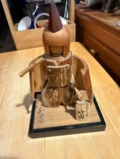 Vintage Japanese  ECHIZEN BAMBOO DOLL SIGNED ON STAND
