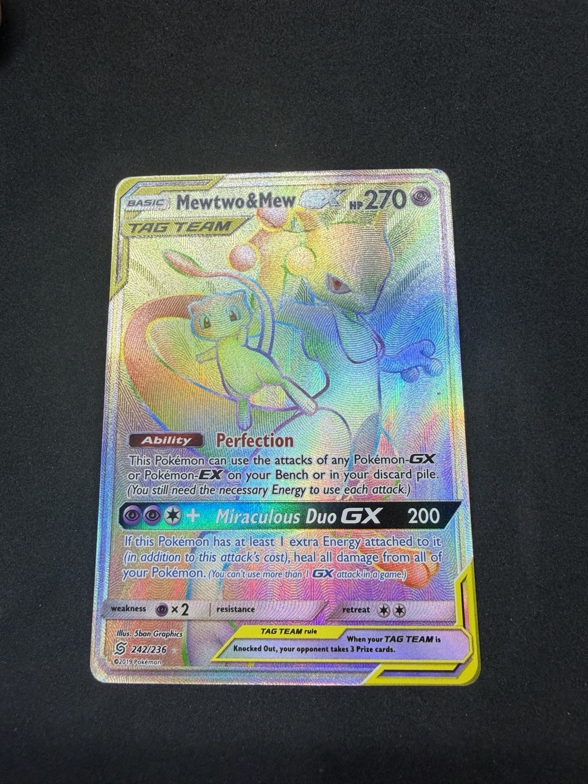 Mewtwo & Mew GX (Secret) Holo SM - Unified Minds 242/236 NM Pokémon TCG