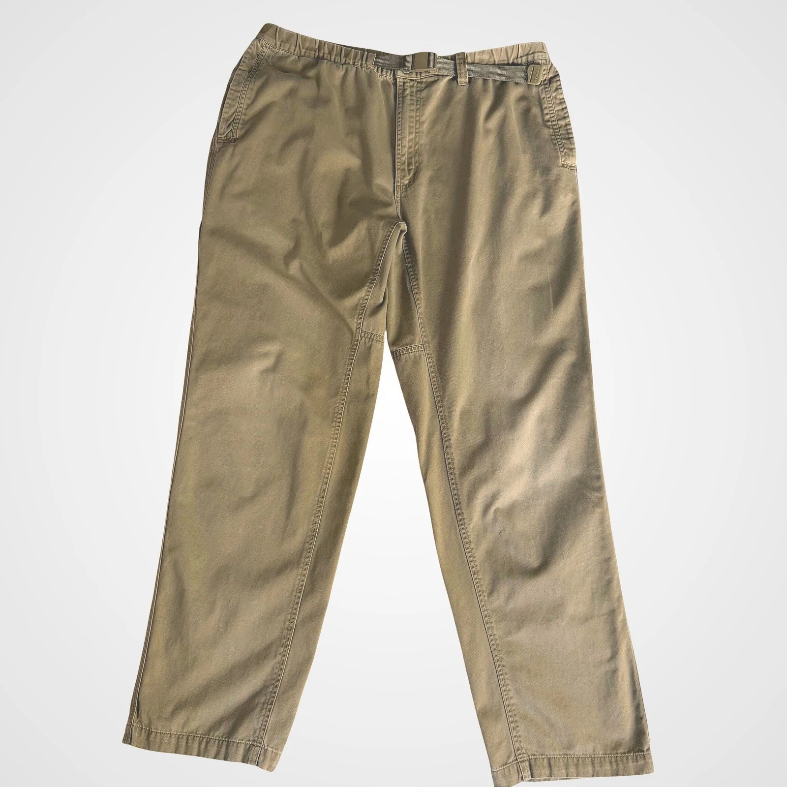 Columbia Mens Khaki Cargo Pants Elastic Waist Belted Outdoor Casual Size Large