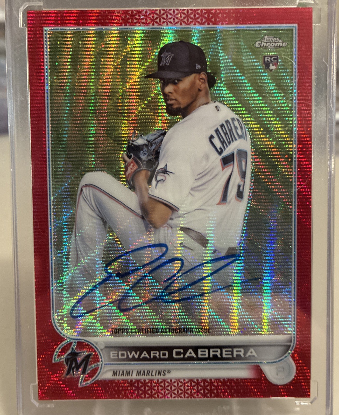 2022 Topps Chrome Edward Cabrera Red Wave Refractor Auto 1/5