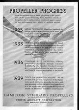 HAMILTON STANDARD PROPELLERS PROGRESS REPORT 1925 TO 1939 AD