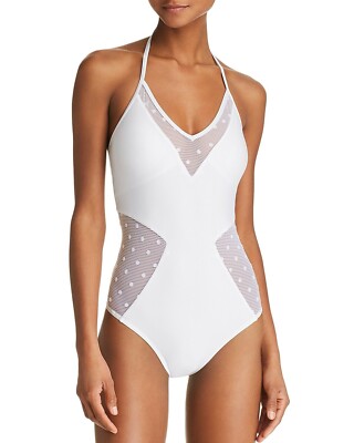 Ella Moss 264681 Womens Sheer Halter One-Piece Swimsuit Size Medium