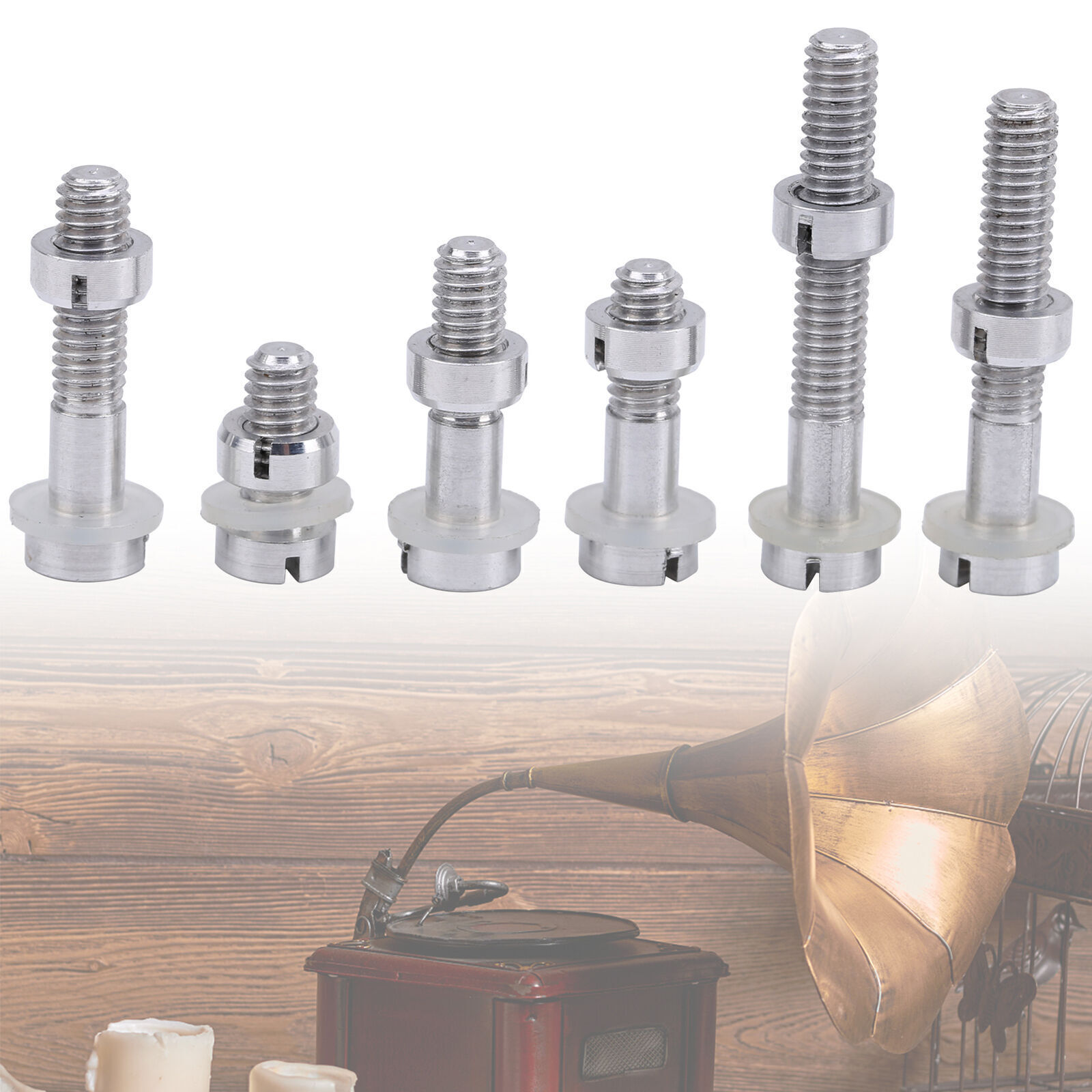 6Pcs M2.5 Silver Screw Bolts Nut Washers Set for Record Player Cartridge Assembly