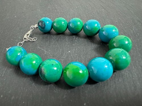 Kugel Armband Landschafts Chrysokoll rek.  ca. 20+3 cm 14 mm - Bild 4 von 5