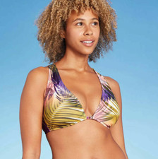 Shade  Shore Women's Small Tropical Print Padded Bikini Top NWT