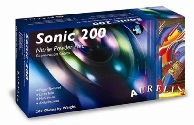 Box of 200 BLUE NITRILE AURELIA SONIC AQL1.5 Medical Examination Gloves *SAVER*