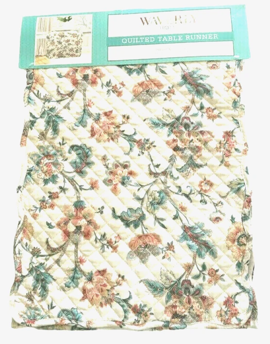 Двусторонняя стеганая дорожка для стола Waverly Catherine Apricot French Country 13x72 дюйма - Изображение 3 из 4