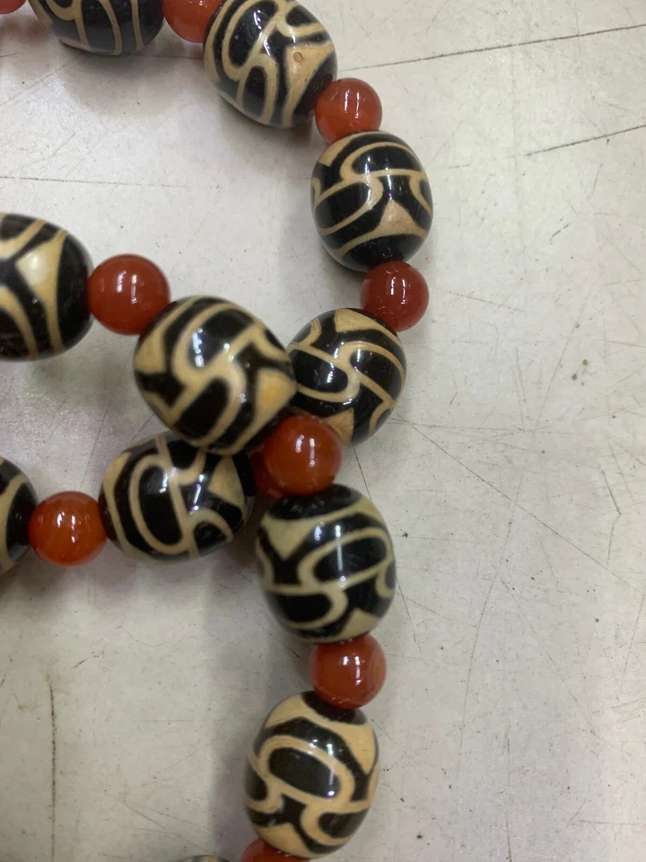 2 шт. Тибетский Натуральный Агат Дзи * Ритуальный* Бусины С Красными Агатовыми Бусинами Браслеты - Изображение 4 из 4