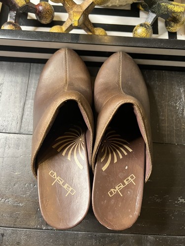 Dansko Rae Mules Brown Leather Studded Slip on Heel Clogs Size EU 37 - Foto 9 di 12