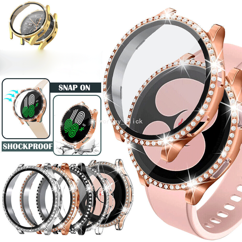 For Samsung Galaxy Watch 4 5 40mm 44mm Glass Screen Protector Diamond Case Cover