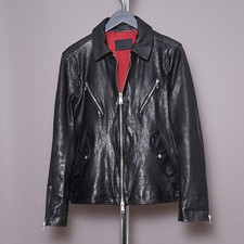 ALL SAINTS Leather Jacket Mens MEDIUM Black Biker Bomber Celebrity Grail KOSHI