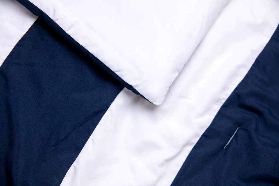 7件装超细纤维航海被子套装海军蓝条纹双大号特大号 — 第 3/4 张图片