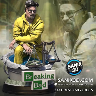 Walter White Breaking Bad Fanart verschiedene größen 3D Resin Druck unbemalt
