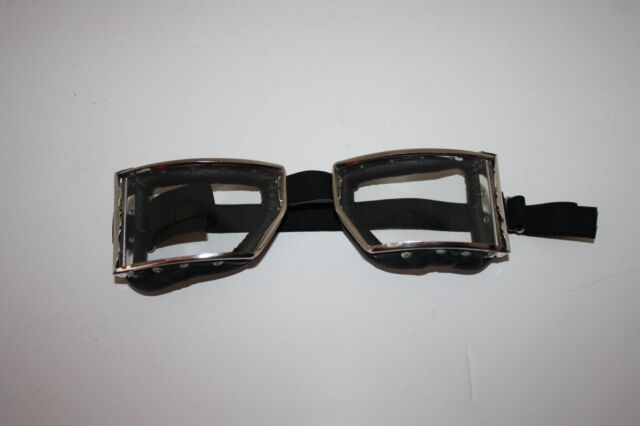 Historische Motorradbrille / Cabriobrille Farbe silber /schwarz Nachbau