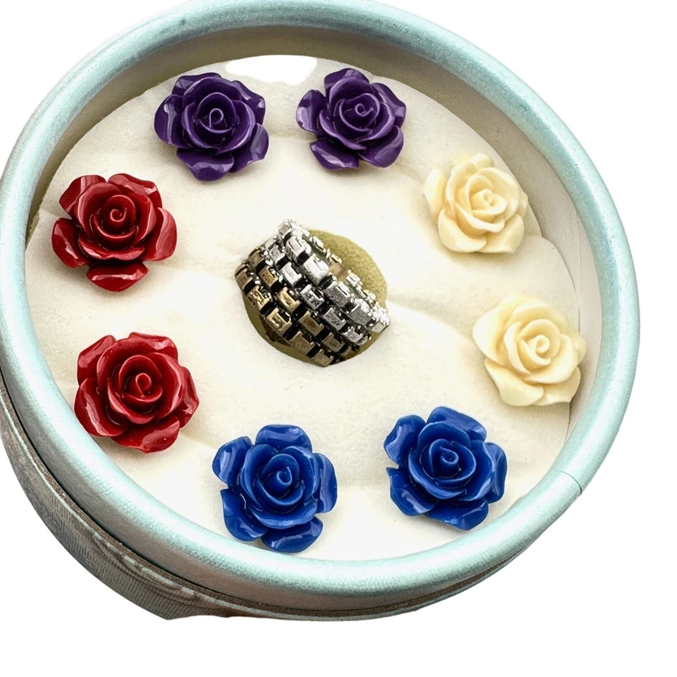 Pendientes Mujer Sweet Romance Tono Bronce Intercambiables Multicolor Flores Foto 3 de 3