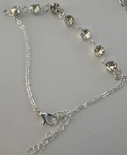 Choose Gold or Silver: 7 Rhinestone Anklet Bracelet Metal Alloy Chain 9"+2" Ext.