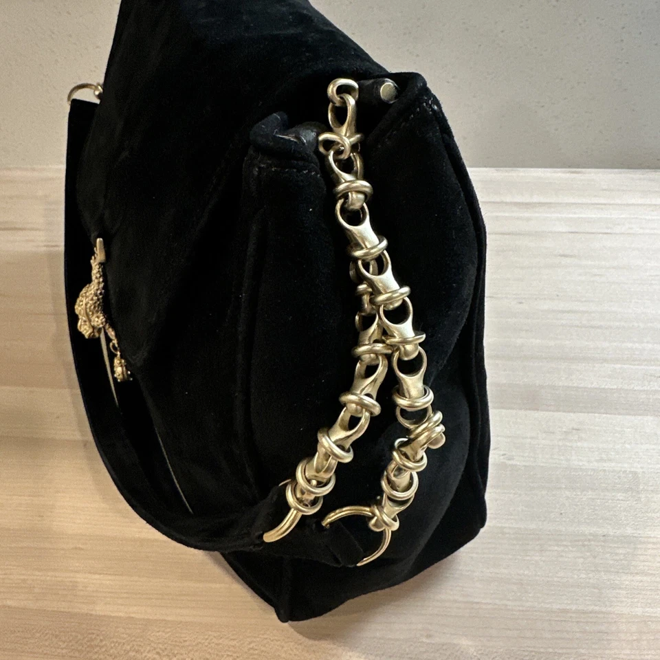 Bolso de Hombro Barry Kieselstein Cord Negro Cadena Dorada Sapo Ladybug Foto 2 de 4