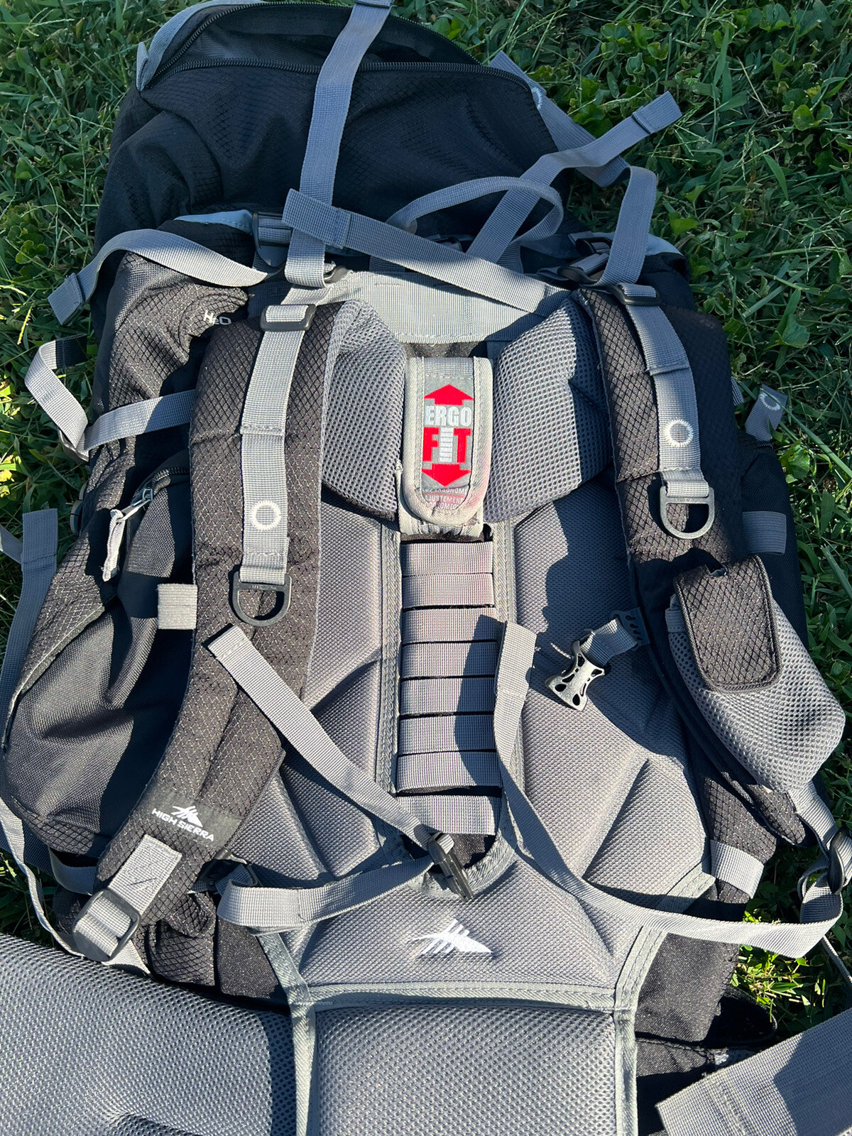 High Sierra Hiking Backpack 75L  w/ Support Belt  Black Grey EUC Tons of Pockets