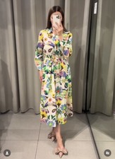 ZARA NEW MIDI BELTED FLORAL PRINT POPLIN SHIRT DRESS SIZE S REF:0387/064