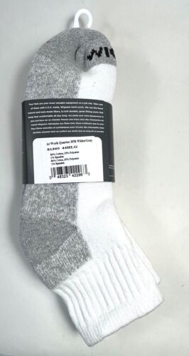 WIGWAM 3-PAIRS QUARTER AT WORK SOCKS COTTON BLEND WHITE SZ LG (MEN'S 9-12 SHOE) - Picture 2 of 7