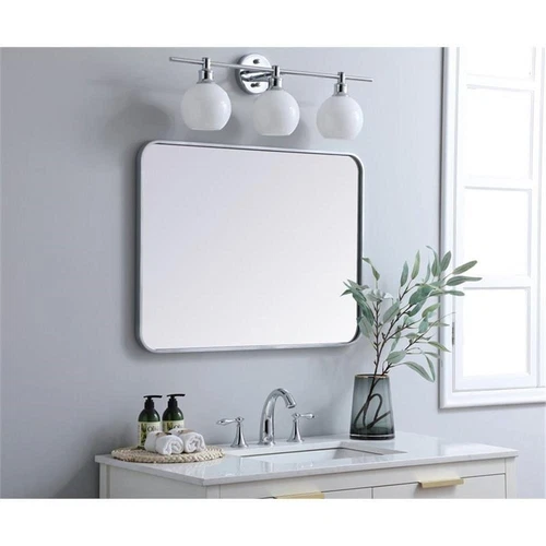 Elegant Decor Evermore 24x32" Soft Corner Metal Rectangular Mirror in Silver - Picture 8 of 8