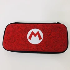Mario Bros Remix Edition Red Travel Case Nintendo Switch Gaming W/ Headphones