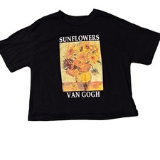Queen Bees Sz S Women Cropped Graphic Tee Bla...