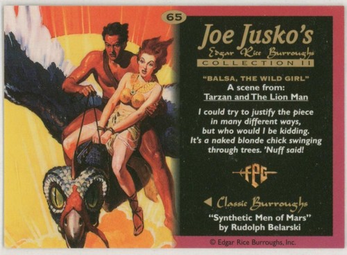 Joe Jusko SIGNED Tarzan Art FPG Trading Card ~ Edgar Rice Burroughs Collection - Imagen 2 de 2