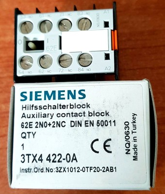 Brand New SIEMENS Auxiliary switch block 3TX4422-0A 2 NO 2 NC contact Brand New SIEMENS Auxiliary switch block 3TX4422-0A 2 NO 2 NC contact